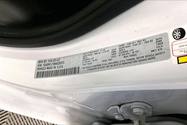 2022 RAM 1500 Laramie 4x4-Htd/Cooled Leather-Remote Start-20'' Wheels