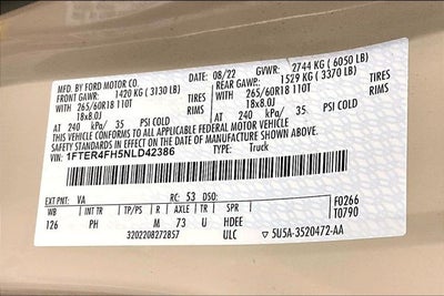 2022 Ford Ranger XLT 4x4 - Splash-Sand Edition - Blind Spot Detection