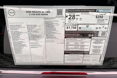 2026 Nissan Altima 2.5 SR AWD - Premium Package