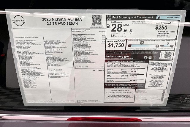 2026 Nissan Altima 2.5 SR AWD - Premium Package