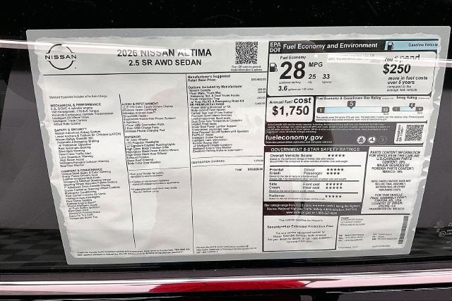 2026 Nissan Altima 2.5 SR AWD - Premium Package