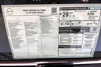 2026 Nissan Altima 2.5 SR AWD - Premium Package
