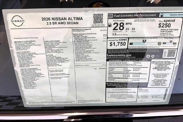 2026 Nissan Altima 2.5 SR AWD - Premium Package