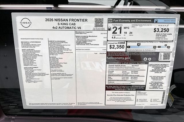 2026 Nissan Frontier S - Utility and Tow Packages