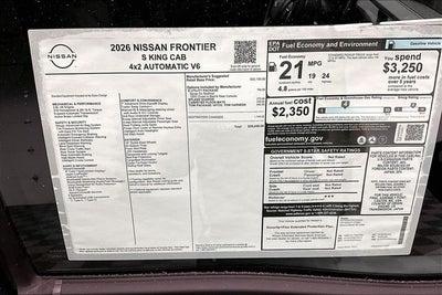 2026 Nissan Frontier S - Utility and Tow Packages