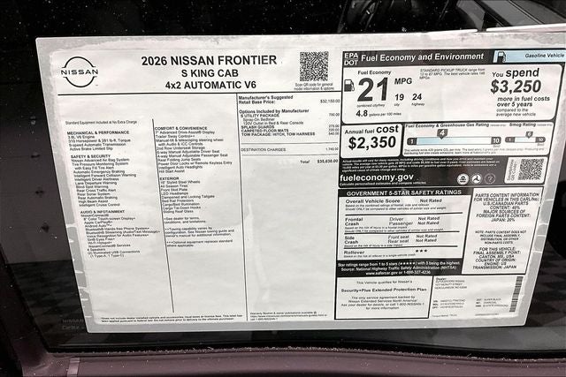 2026 Nissan Frontier S - Utility and Tow Packages