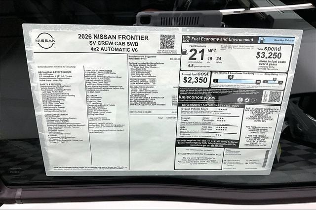 2026 Nissan Frontier SV - Dark Armor, All Weather, Tow Pkgs