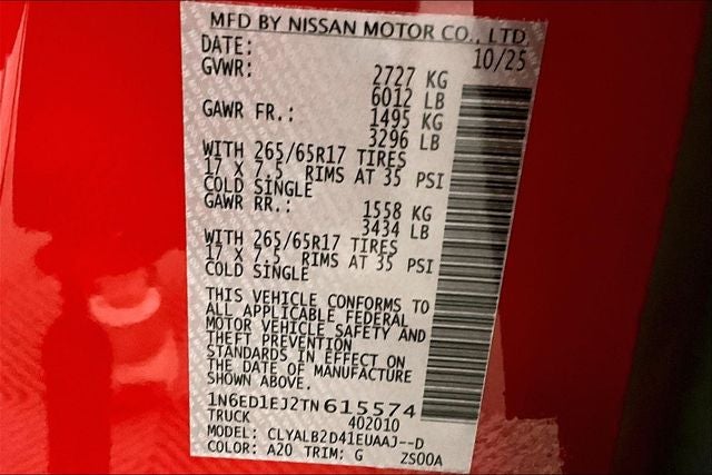 2026 Nissan Frontier SV - Dark Armor, All Weather, Tow Pkgs