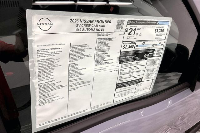 2026 Nissan Frontier SV - Dark Armor, All Weather, Tow Pkgs