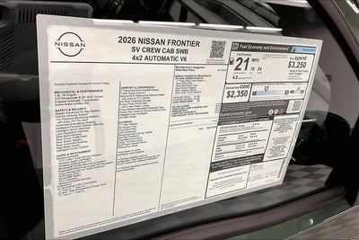 2026 Nissan Frontier SV - Dark Armor and Tow Packages