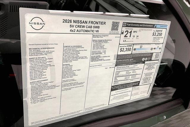 2026 Nissan Frontier SV - Dark Armor and Tow Packages