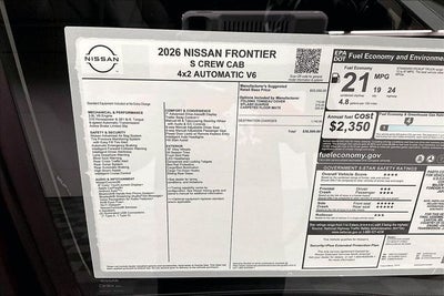 2026 Nissan Frontier S - Soft Tonneau Cover