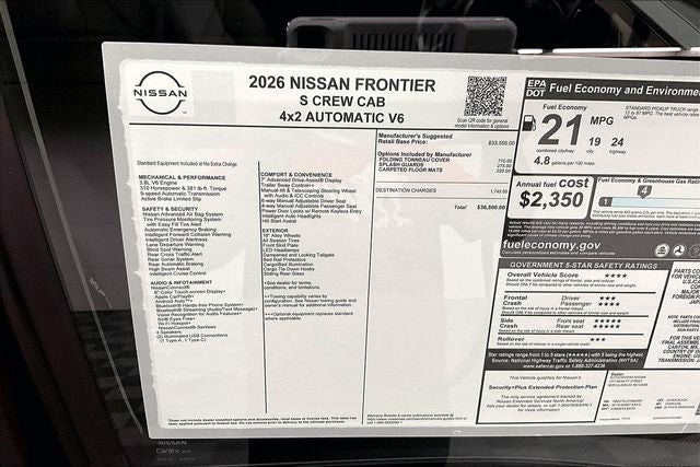 2026 Nissan Frontier S - Soft Tonneau Cover