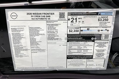 2026 Nissan Frontier SV - Dark Armor, All Weather, Tow Pkgs