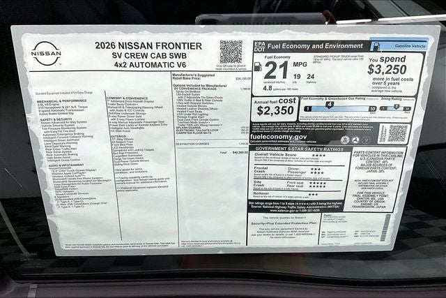 2026 Nissan Frontier SV - Convenience and Tow Packages