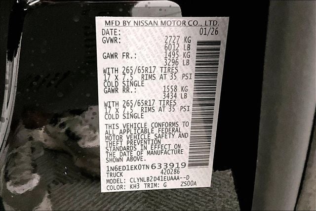 2026 Nissan Frontier SV 4WD - All Weather and Tow Packages