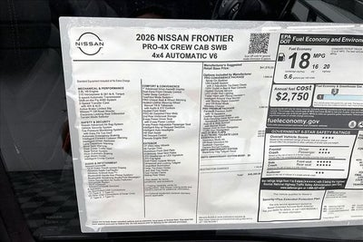 2026 Nissan Frontier PRO-4X 4WD - Premium, Convenience, Tow Pkgs