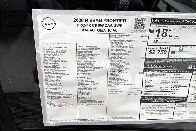 2026 Nissan Frontier PRO-4X 4WD - Premium, Convenience, Tow Pkgs