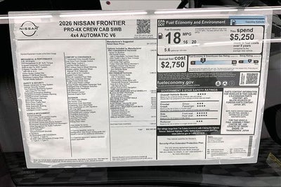 2026 Nissan Frontier PRO-4X 4WD - Premium, Convenience, Black Accent Pkgs