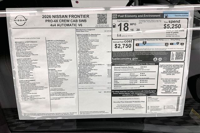 2026 Nissan Frontier PRO-4X 4WD - Premium, Convenience, Black Accent Pkgs