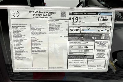 2026 Nissan Frontier SV 4WD - All Weather and Tow Packages