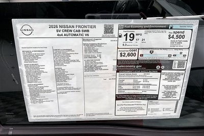 2026 Nissan Frontier SV 4WD - Dark Armor, All Weather, Tow Pkgs