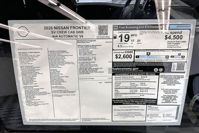 2026 Nissan Frontier SV 4WD - Dark Armor, All Weather, Tow Pkgs