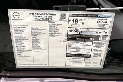 2026 Nissan Frontier SV 4WD - Dark Armor and Tow Package