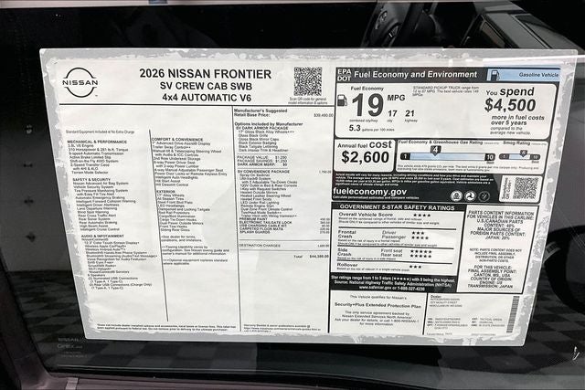 2026 Nissan Frontier SV 4WD - Dark Armor and Convenience Packages