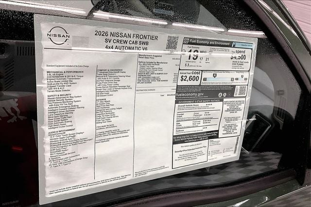 2026 Nissan Frontier SV 4WD - All Weather and Tow Packages