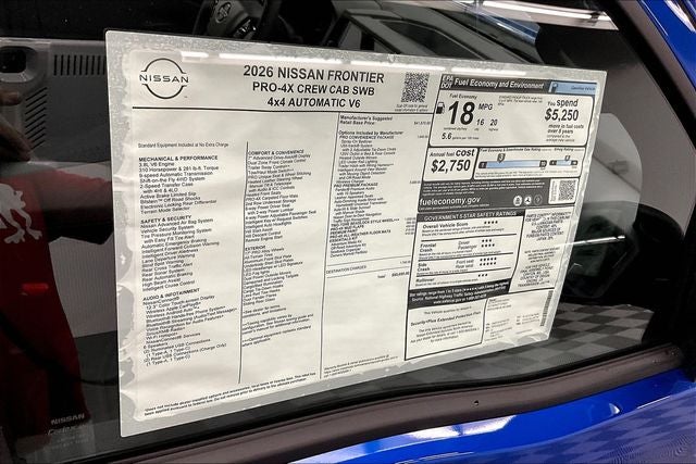 2026 Nissan Frontier PRO-4X 4WD - Premium, Convenience, Black Accent Pkgs