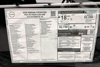 2026 Nissan Frontier PRO-4X w/R Package 4WD - Convenience and Tow Pkgs