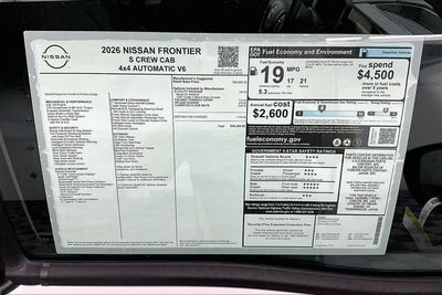2026 Nissan Frontier S 4WD - Utility Package