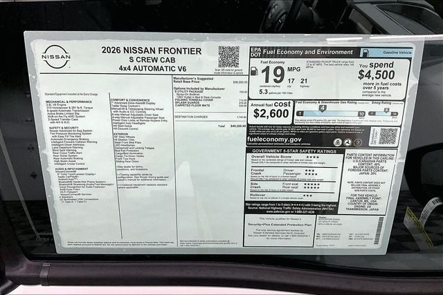 2026 Nissan Frontier S 4WD - Utility Package