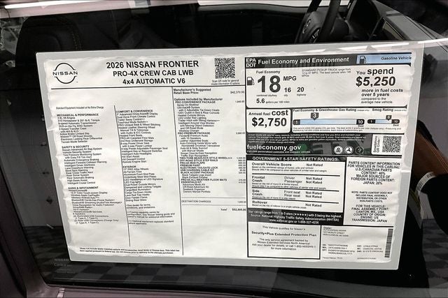 2026 Nissan Frontier PRO-4X 4WD - Premium, Convenience, Black Accent, Tow Pkg