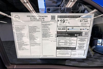 2026 Nissan Frontier SV 4WD - Dark Armor, All Weather, Tow Pkgs
