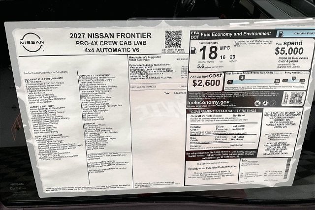 2027 Nissan Frontier PRO-4X 4WD - Tow Package