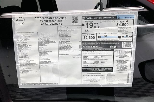 2026 Nissan Frontier SV 4WD - Dark Armor, All Weather and Tow Pkgs