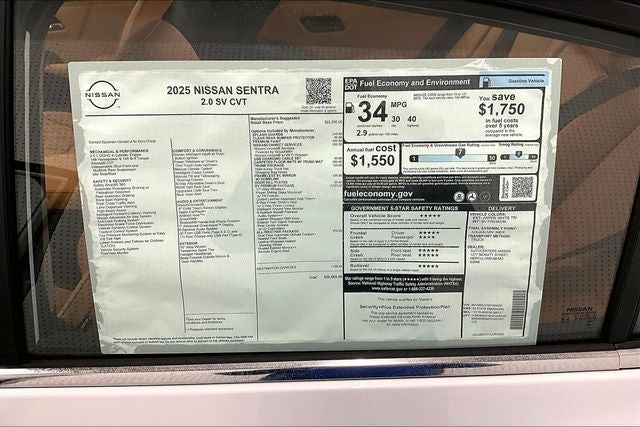 2025 Nissan Sentra SV - Premium, All Weather, Lighting, Trunk Pkgs