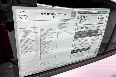 2026 Nissan Sentra S - Cold Weather Package