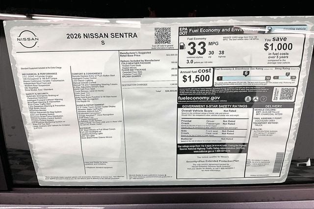 2026 Nissan Sentra S - Cold Weather Package