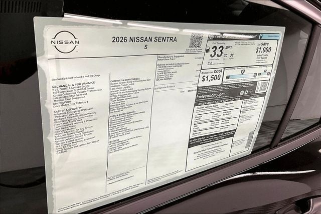 2026 Nissan Sentra S - Cold Weather Package