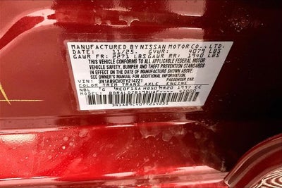 2026 Nissan Sentra SV - Convenience and Moonroof Packages