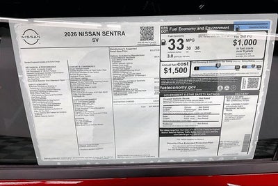 2026 Nissan Sentra SV - Convenience and Moonroof Packages