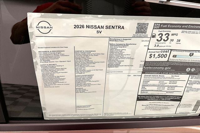 2026 Nissan Sentra SV - Convenience Package