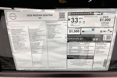 2026 Nissan Sentra SV - Convenience Package