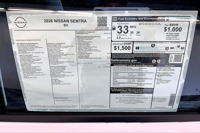 2026 Nissan Sentra SV - Convenience Package