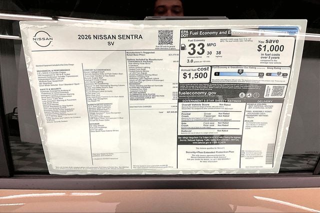 2026 Nissan Sentra SV - Convenience and Moonroof Packages