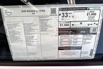2026 Nissan Sentra SV - Convenience Package