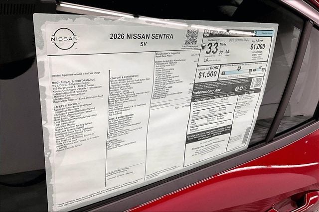2026 Nissan Sentra SV - Convenience Package